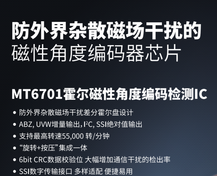 Magntek MT6701.麥歌恩MT6701,國產(chǎn)編碼器芯片, 14bit高精度支持I2C、SPI、PWM等，可替換AS5045,AS5600,AS5047 .png